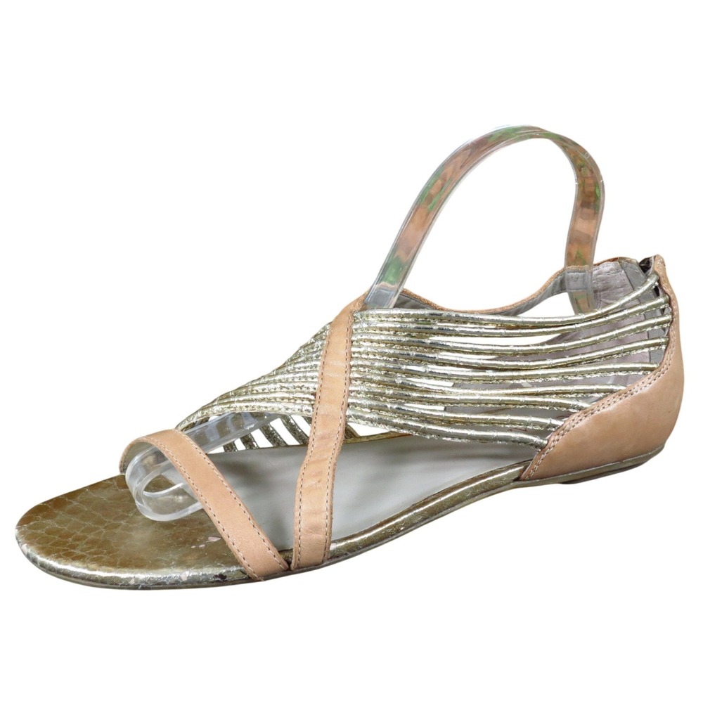 Franco Sarto Paddy Women Sandal Size 9 Casual Dressy Gold Tan Leather Strappy
